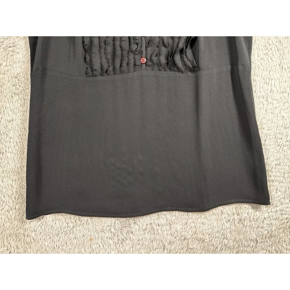Tory Burch Silk Sleeveless Button Down‎ Ruffle Blouse sz 8 Black
